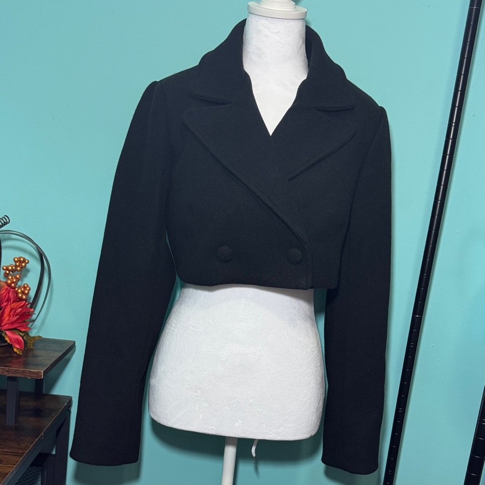 Forever 21 Black Cropped Double-Breasted Blazer